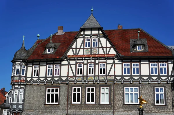 Goslar Germany April 2016 Decorated Facade Old Medieval Half Timbered — Stock Photo, Image