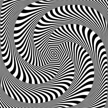 Soyut operasyon sanatında girdap dairesel hareket illüzyonu. Vektör sanatı.