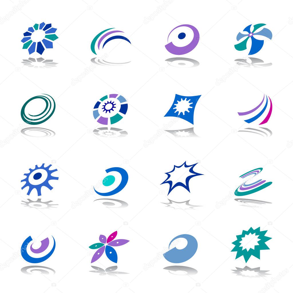 Circular rotation and motion in design elements. Abstract icons set. Vector art.