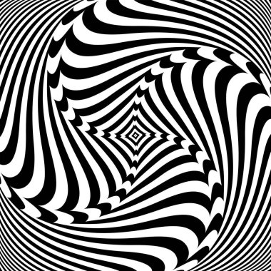 Soyut operasyon sanatında girdap dairesel hareket illüzyonu. Vektör sanatı.