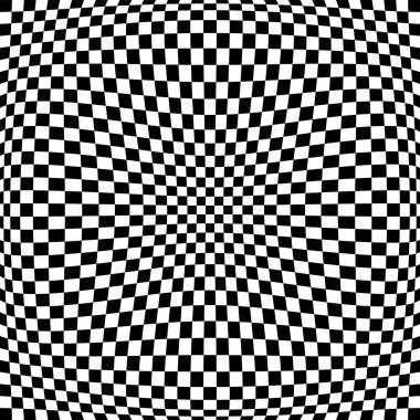 Üç boyutlu yanılsama efektli soyut geometrik kareli desen ve doku. Vektör sanatı.
