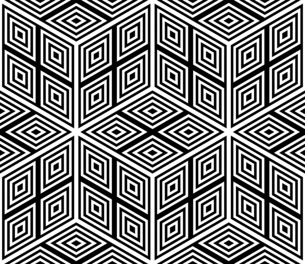 Seamless Geometric Hexagons Diamonds Art Pattern Illusion Effect Vector Illustration — Stock Vector