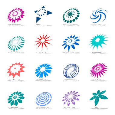 Tasarım ögeleri soyut simgeler belirledi. Vektör sanatı.