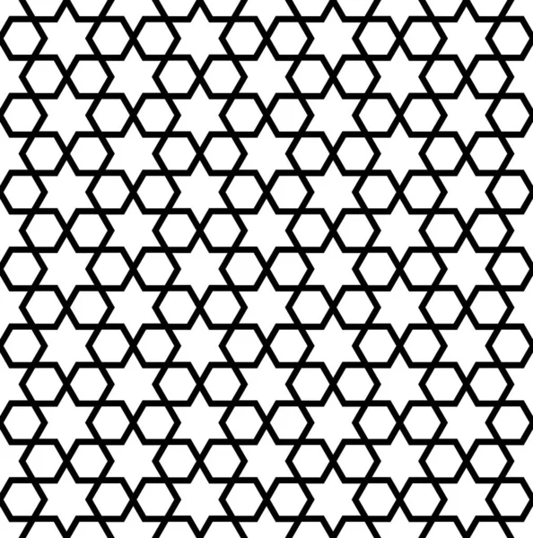 Abstract Seamless Geometric Hexagons Stars Grid Pattern Texture Vector Art — Stock Vector