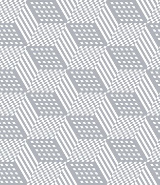 Üç boyutlu yanılsama efektli kusursuz geometrik desen. İşlem sanatı vektör illüstrasyonu.