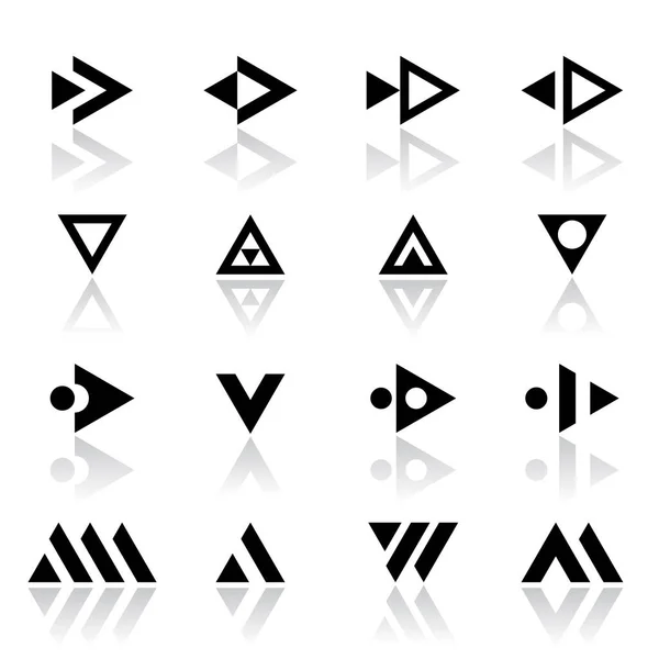 Abstract Triangle Shape Icons Geometric Design Elements Set Vector Art — Stock Vector