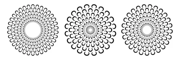Abstraktní Ikony Květin Dekorativní Kruh Květinové Vzory Návrhové Prvky Nastaveny — Stockový vektor