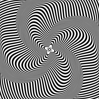 Soyut operasyon sanat tasarımında dönen dönme illüzyonu. Çizgi dokusu. Vektör illüstrasyonu.