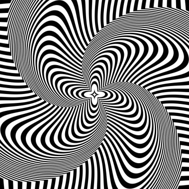 Soyut operasyon sanat tasarımında dönen dönme illüzyonu. Çizgi dokusu. Vektör illüstrasyonu.