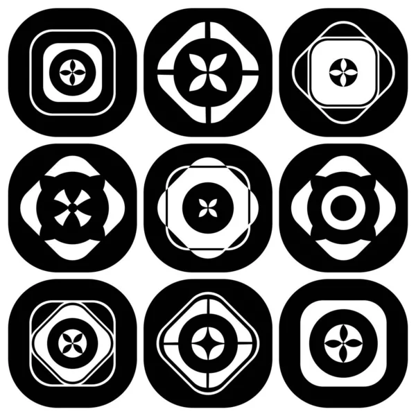 Elementos Diseño Establecidos Iconos Abstractos Blanco Negro Arte Vectorial — Archivo Imágenes Vectoriales