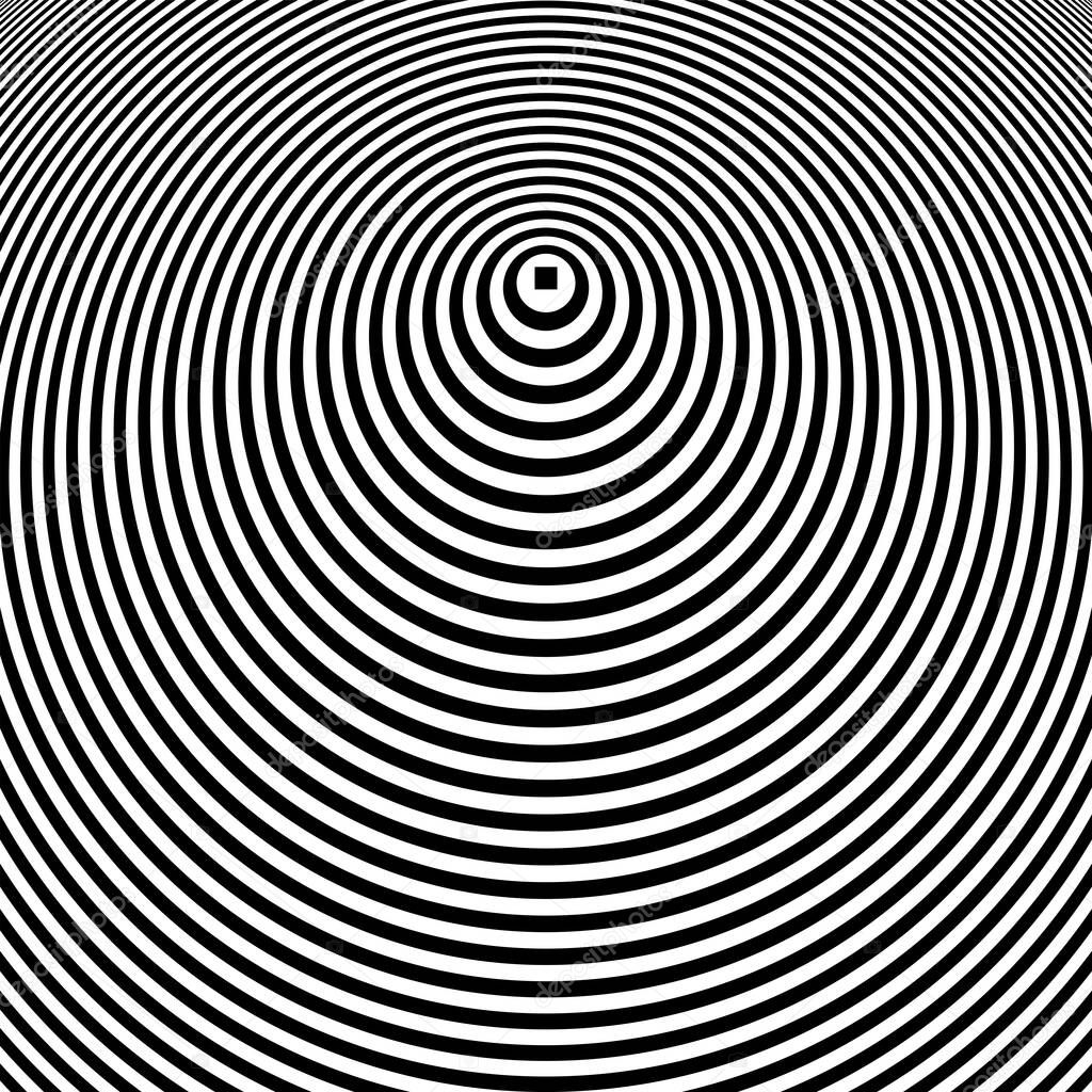 Abstract op art design with 3D illusion effect. Circle concentric rings pattern. Vector art.