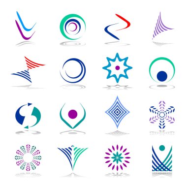 Tasarım ögeleri soyut simgeler belirledi. Vektör sanatı.