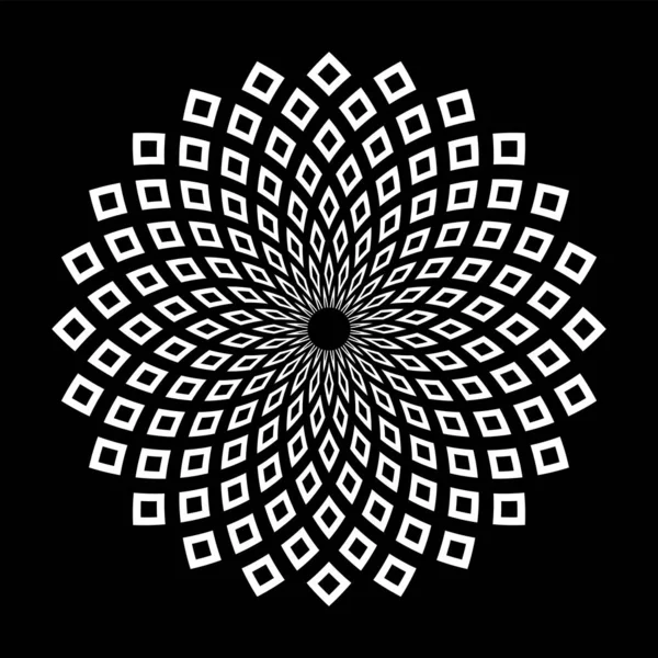 Абстрактний Декоративний Геометричний Візерунок Білого Кола Чорному Тлі Векторне Мистецтво — стоковий вектор