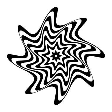 Op art design element. Illusion of twisting rotating movement. Abstract wavy lines pattern. Vector illustration.