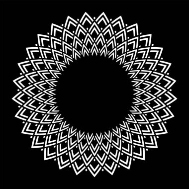 Siyah arkaplanda soyut dekoratif beyaz daire deseni. Vektör sanatı.