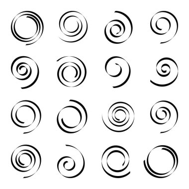 Dönen dairesel hareketli spiral tasarım elementleri. Vektör sanatı.