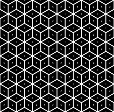 Kusursuz geometrik elmaslar ve altıgenler üç boyutlu illüzyon efektli operasyon sanatı. Vektör illüstrasyonu.