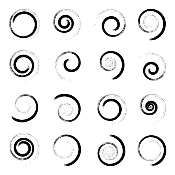 Dönen dairesel hareketli spiral tasarım elementleri. Fırça darbesi etkisi. Vektör sanatı.