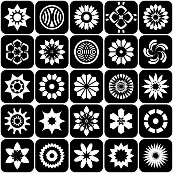 Design Elements Set Abstract Black White Icons Vector Art — Stock Vector