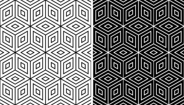 Üç boyutlu illüzyon efektli kusursuz operasyon sanatı kalıpları. Vektör illüstrasyonu.