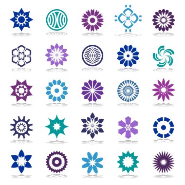 Tasarım ögeleri soyut simgeler belirledi. Vektör sanatı.