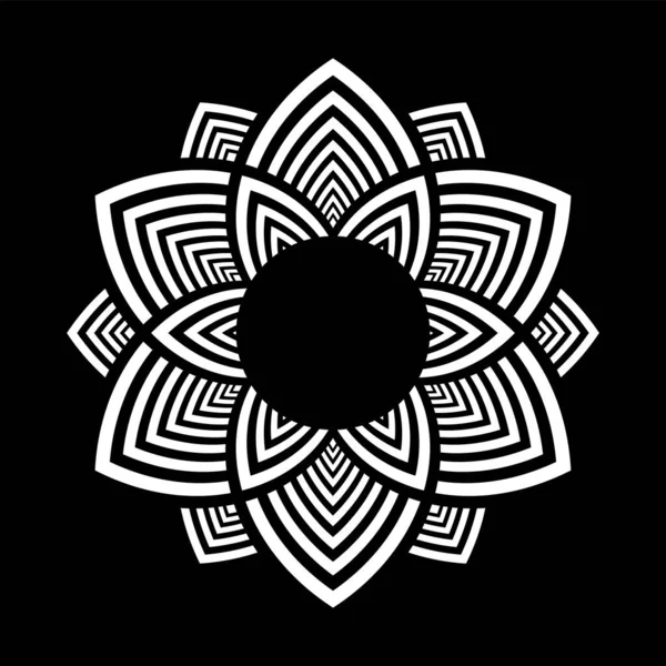 抽象的な花模様 黒の背景に装飾的な白のデザイン要素 ベクトルアート — ストックベクタ