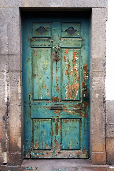 Old Weathered Timeworn Shabby Door Funchal Madeira Island — Stock Photo, Image