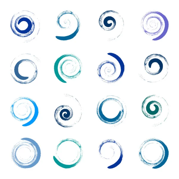 Elementos Diseño Espiral Con Efecto Pincelada Arte Vectorial — Archivo Imágenes Vectoriales