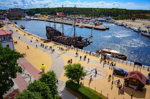 Ustka Polska Lipca 2014 Panoramiczny Widok Ustkę Popularny Kurort Nad — Zdjęcie stockowe