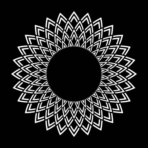 Abstract Decoratieve Cirkel Wit Patroon Zwarte Achtergrond Vectorkunst — Stockvector