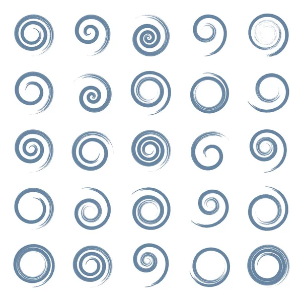 Spirale Gestaltungselemente Mit Pinselstrich Effekt Vektorkunst — Stockvektor