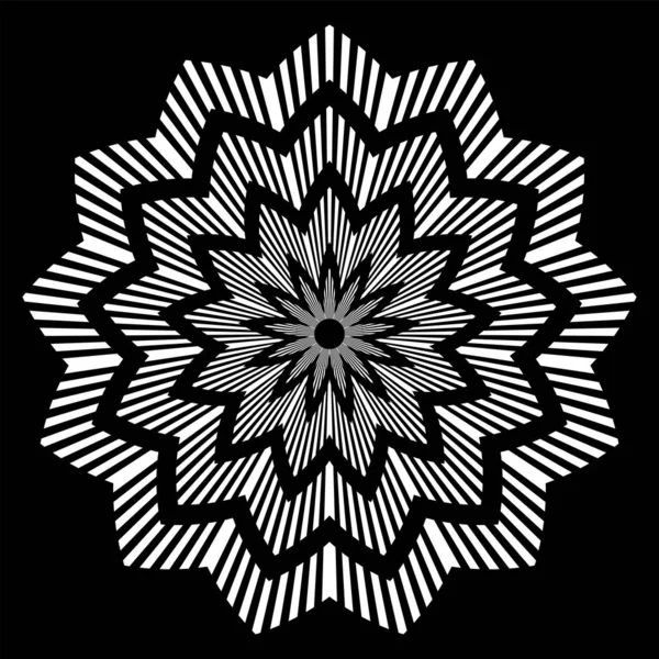 Абстрактный Геометрический Полосатый Рисунок Белого Круга Черном Фоне Векторное Искусство — стоковый вектор
