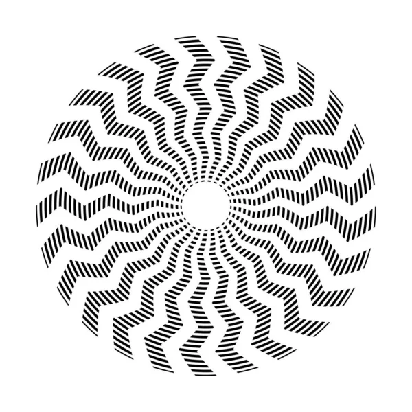 Élément Abstrait Conception Rotation Cercle Avec Motif Zig Zag Rayé — Image vectorielle