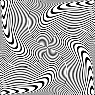 Soyut operasyon sanat tasarımında dönme hareketi illüzyonu. Çizgi dokusu. Vektör illüstrasyonu.