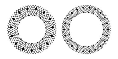 Yuvarlak çerçeveler için soyut geometrik çember kalıpları. Vektör sanatı.