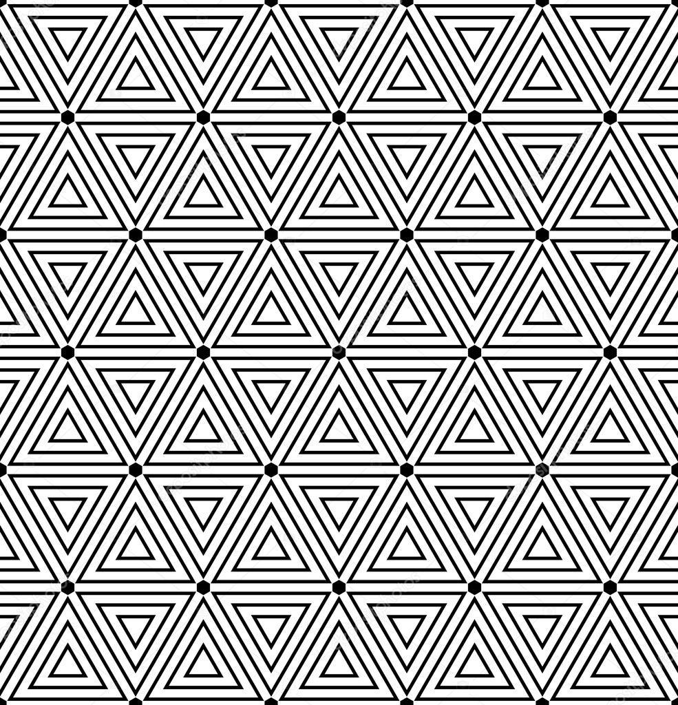 Hexagons and triangles texture. Seamless geometric pattern. 