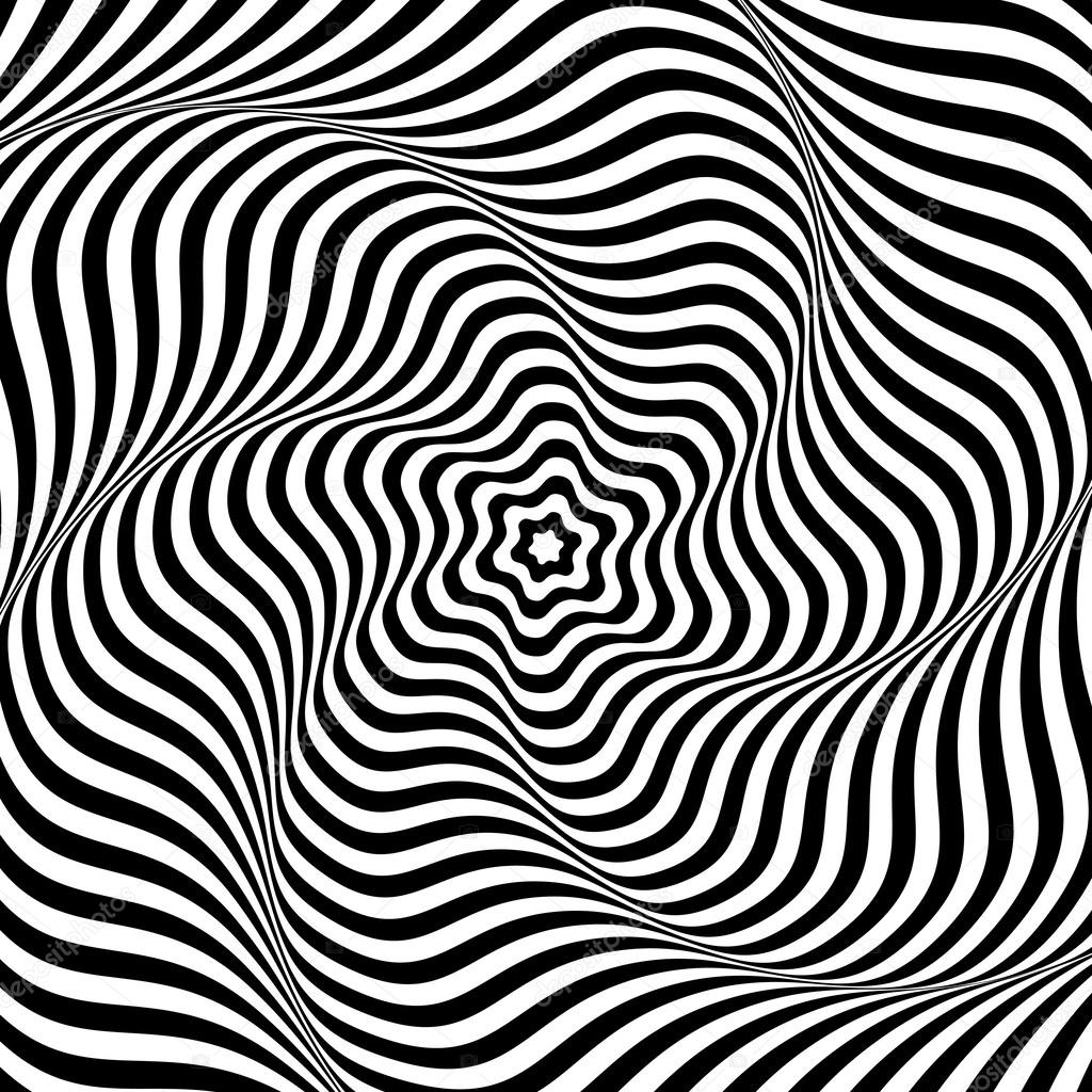 Abstract op art background. Illusion of wavy rotation movement. — Stock