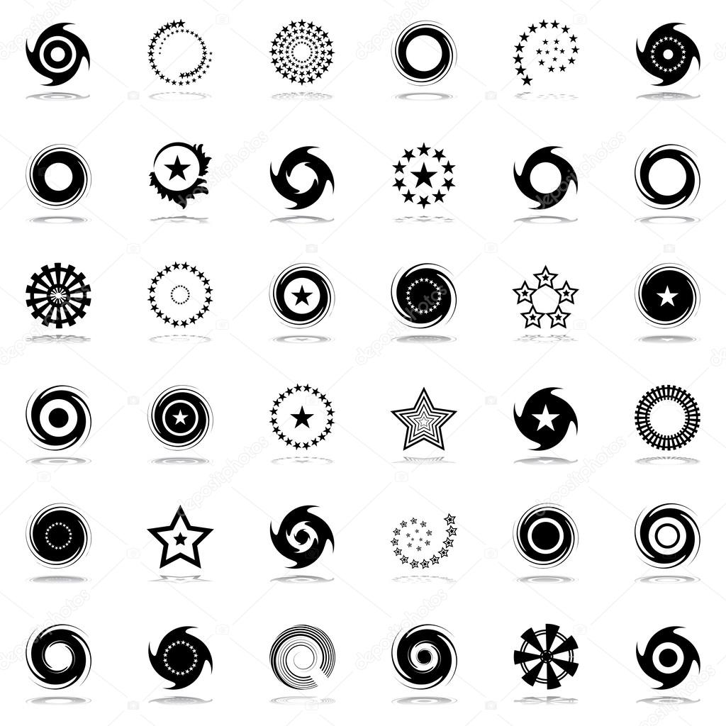 Stars and rotation design elements set.