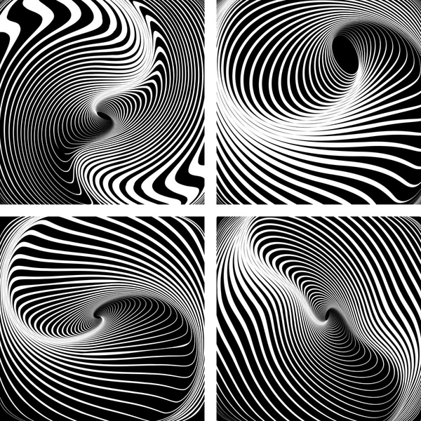 Mouvement vortex. Op art patterns set . — Image vectorielle