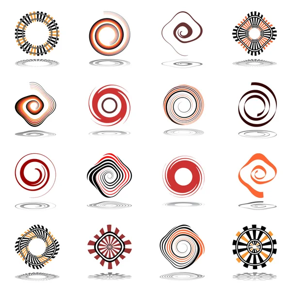 Icone astratte a spirale e rotazione . — Vettoriale Stock