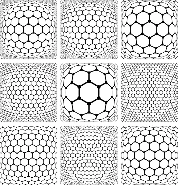 Hexagons patterns. Geometric backgrounds set. — Stock Vector