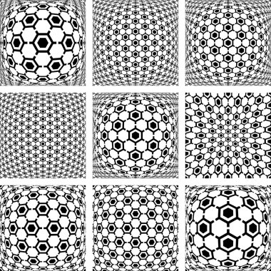 Hexagons patterns. Abstract backgrounds set. clipart