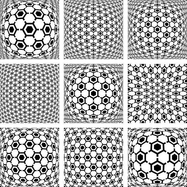 Hexagons patterns. Abstract backgrounds set. — Stock Vector