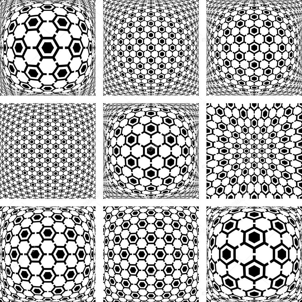 Hexagons patterns. Abstract backgrounds set.