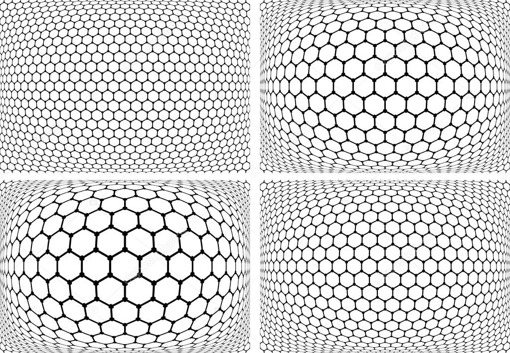 Hexagons patterns. Geometric backgrounds set.