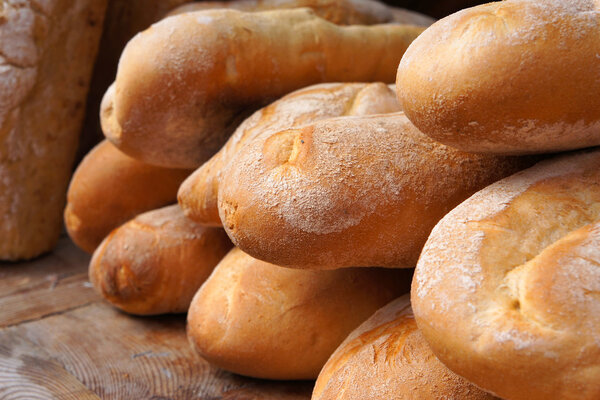 French baguettes. Wheaten loafs.