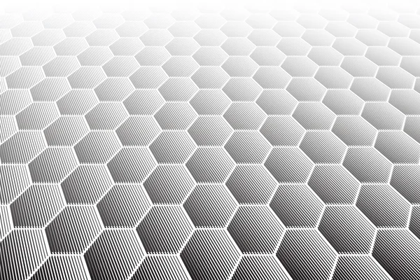 Hexagons tiled textured surface. Perspective view. — Stock Vector