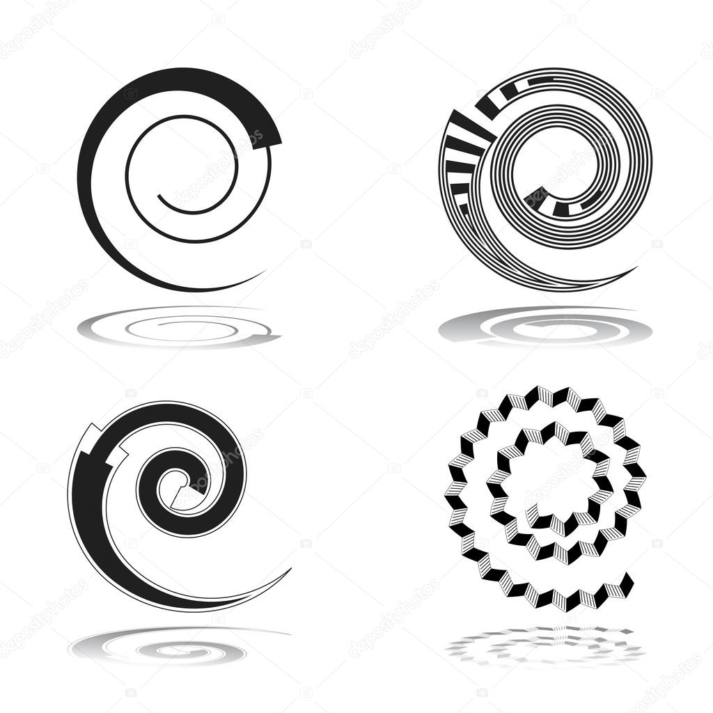 Spiral design elements set. Vector art.