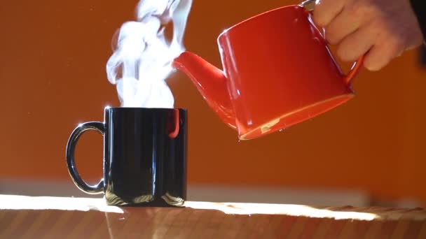 Streamin hot tea cup — Stock Video