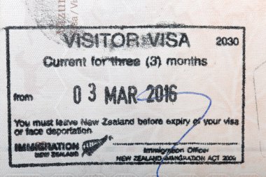 Yeni Zelanda pasaportu damgası
